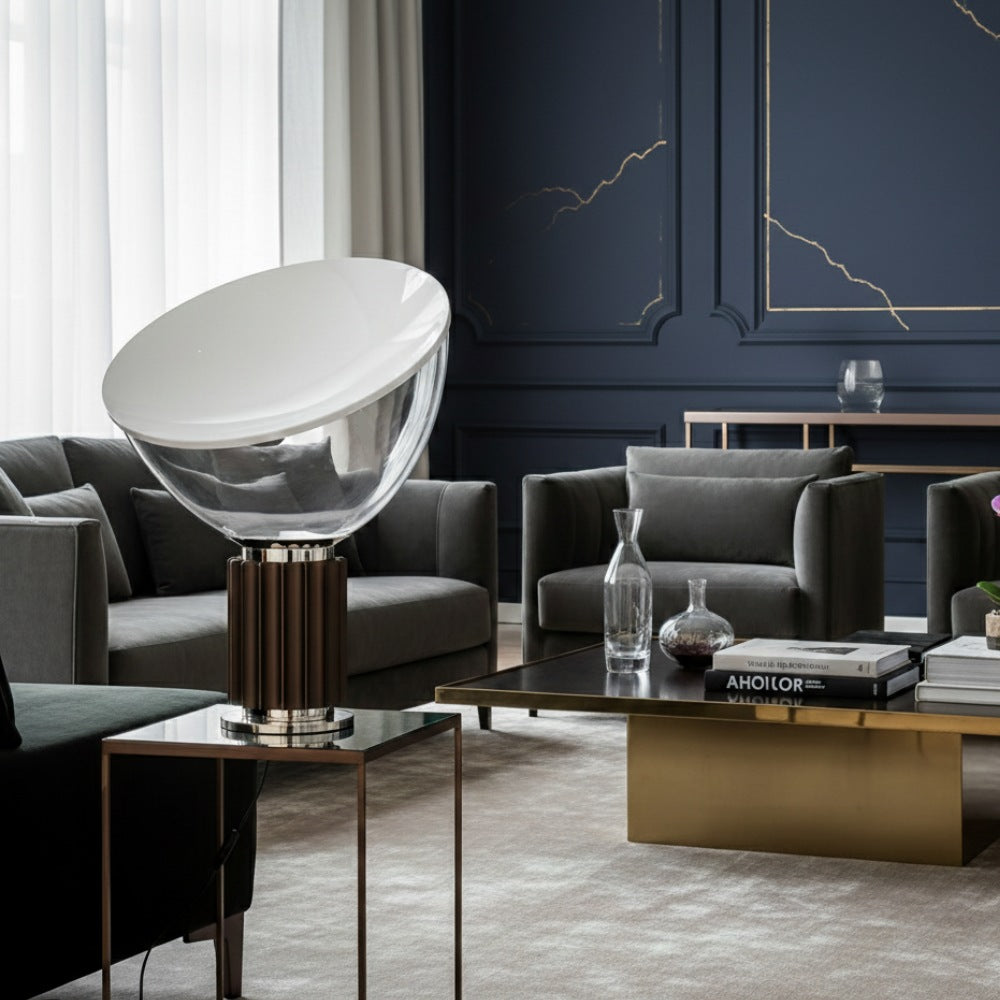 Bowlum Modern Glass Table Lamp - Iconic Bowl Shaped Ambient Light for Living Room N46