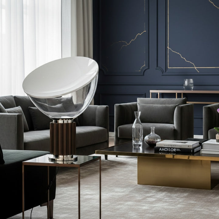 Bowlum Modern Glass Table Lamp - Iconic Bowl Shaped Ambient Light for Living Room N46