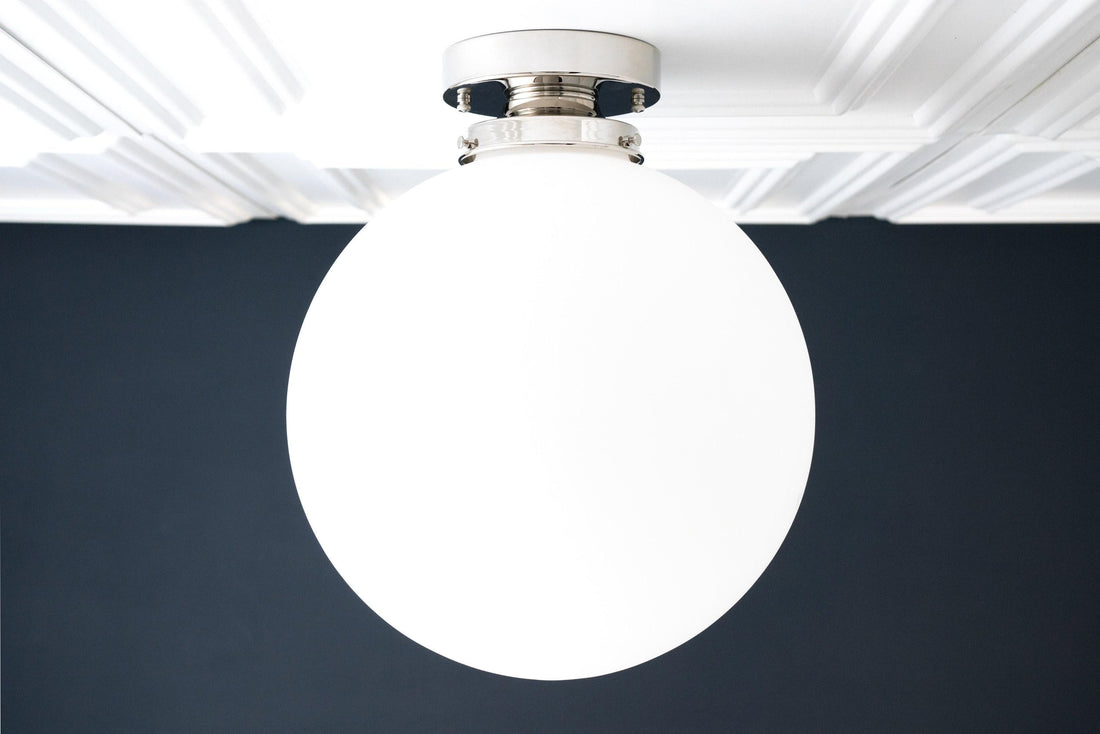 Glorica Glass 12 Inch Globe Ceiling Light - Frosted Glass Art Deco Pendant And Flush Mount