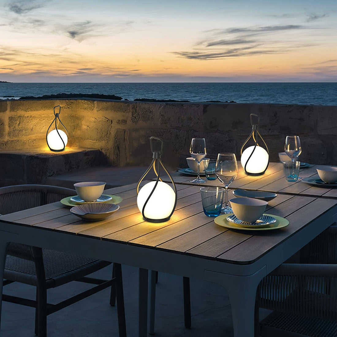 Orb Lantern Table Lamp - Rechargeable LED Light for Indoor & Patio
