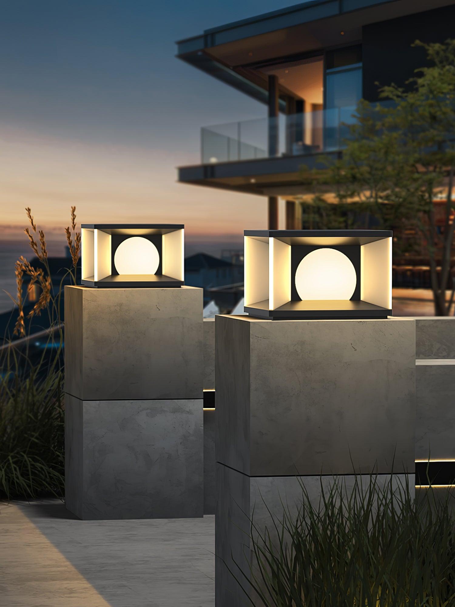 Eclipse Cube Outdoor Post Light - Weatherproof Garden & Pathway Lighting