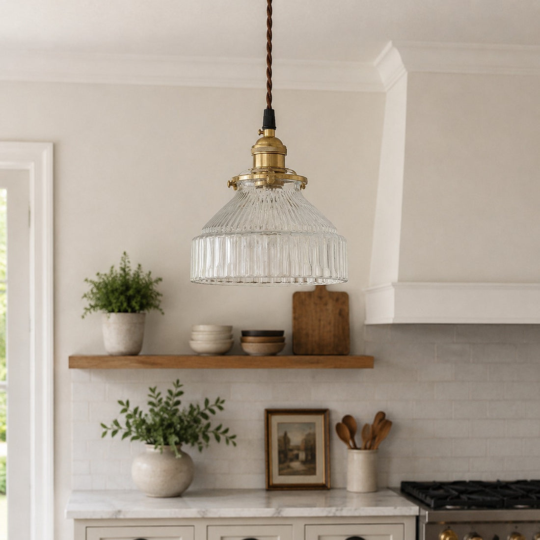 Nordic Minimalism Brass Glass Pendant Light - Transparent Light