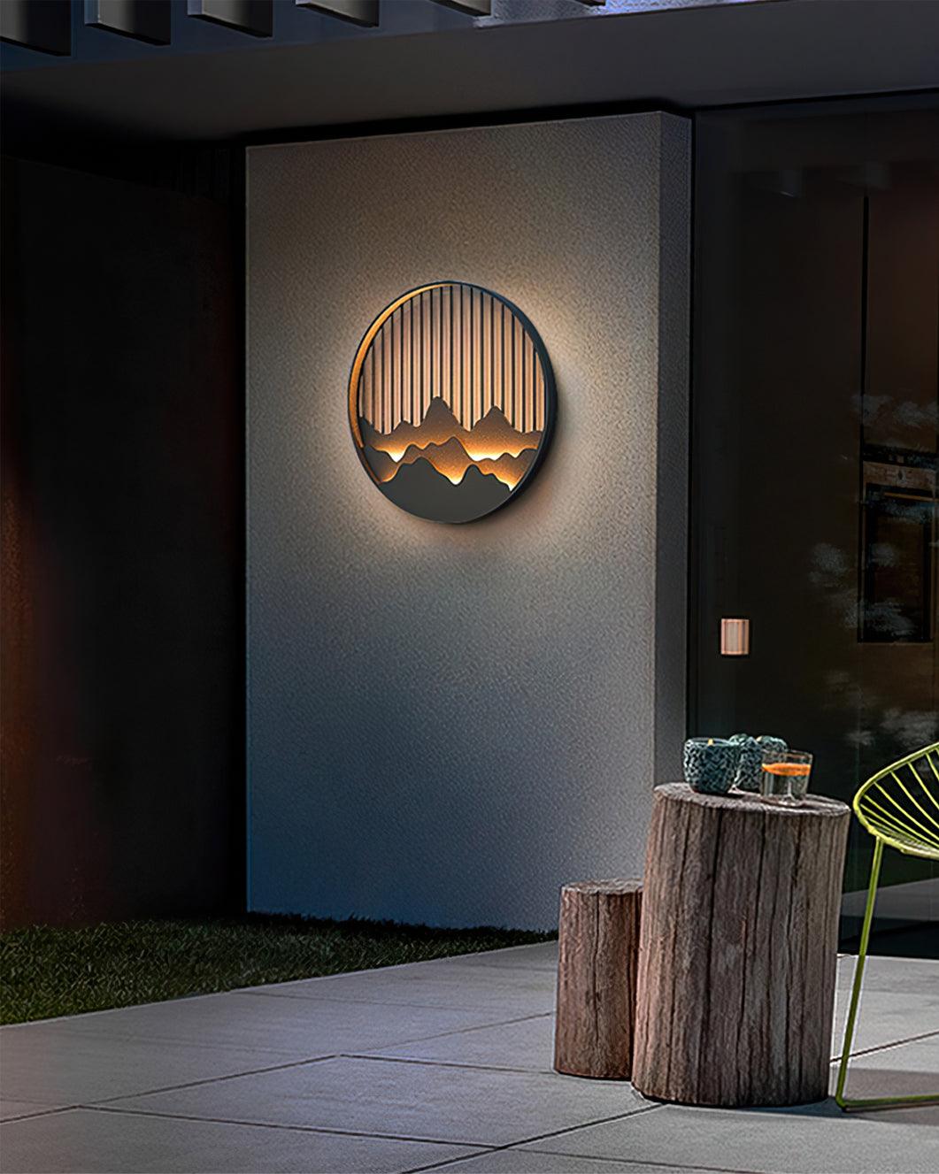Mountain Outdoor Wall Lamp - Modern Circular Metal Light for Garden
