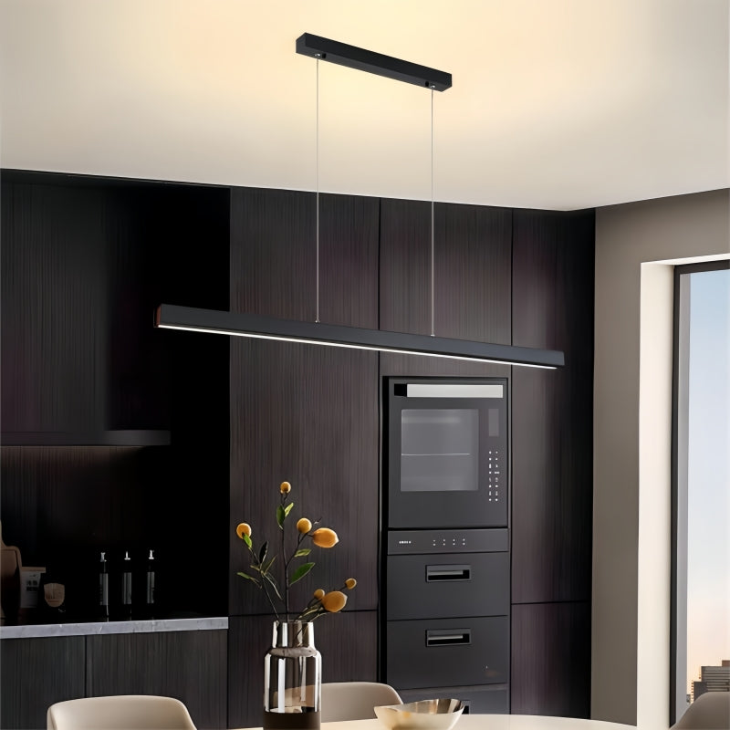 Schwarzer linearer Industrie-Kronleuchter aus Metall