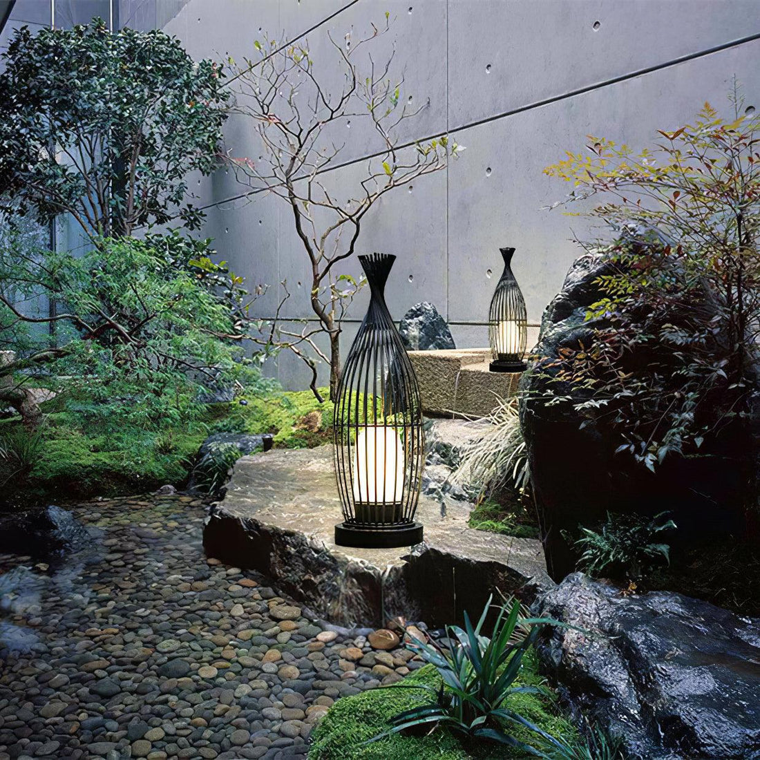 Modern Lantern Light - Spherical Striped Ambience Lamp for Outdoor