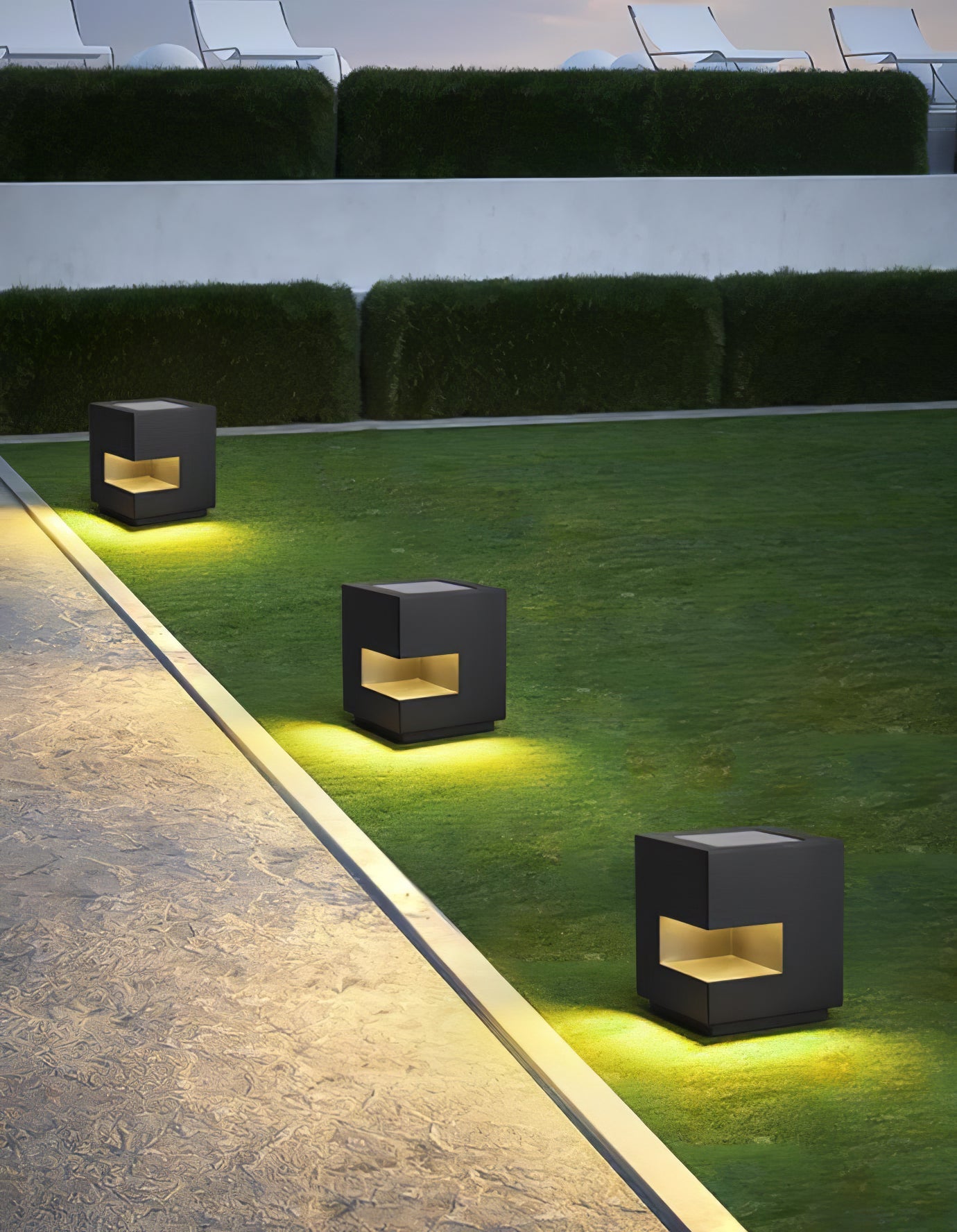 Cube Post Outdoor Light - Cube Outdoor Lamp Great for Courtyards