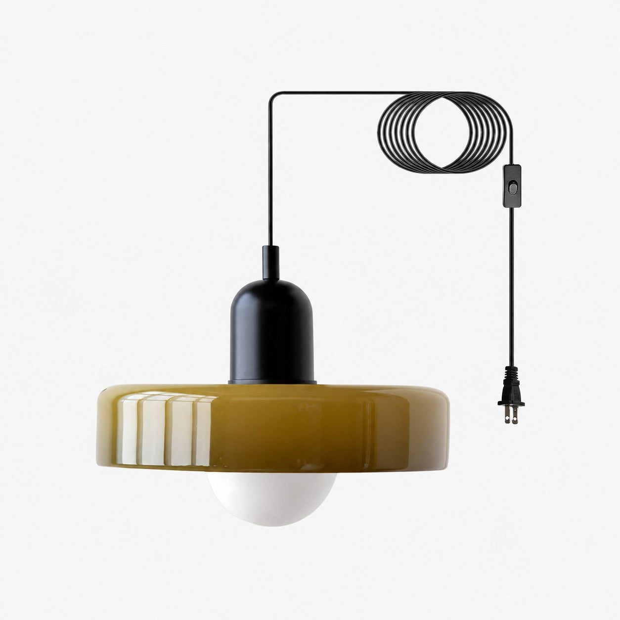 Bunte Bauhaus-Glaspendelleuchte mit Stecker
