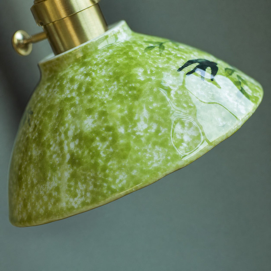 Shallow Dome - green ceramic glaze and rim detail