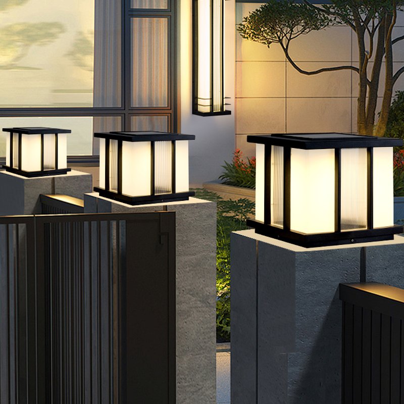 Solar Cube Outdoor Light - Modern Frosted Glass Pathway Lighting