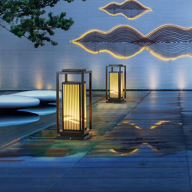 Quadratische Käfig-Gartenleuchte – Metall-Retro-Klassiker-Dekorlampe für den Außenbereich
