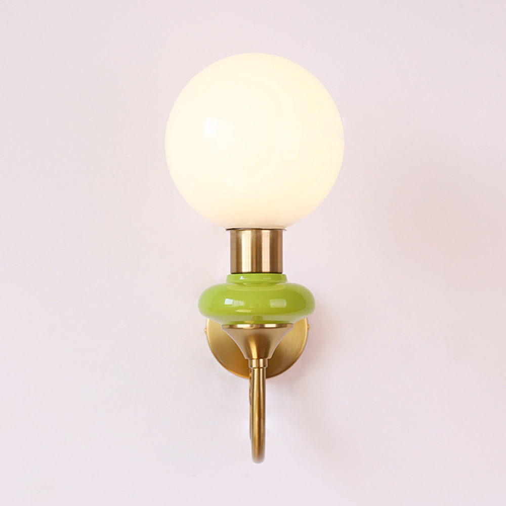 Retro Glass Wall Lamp - Single Ball Light French Style for Hallway