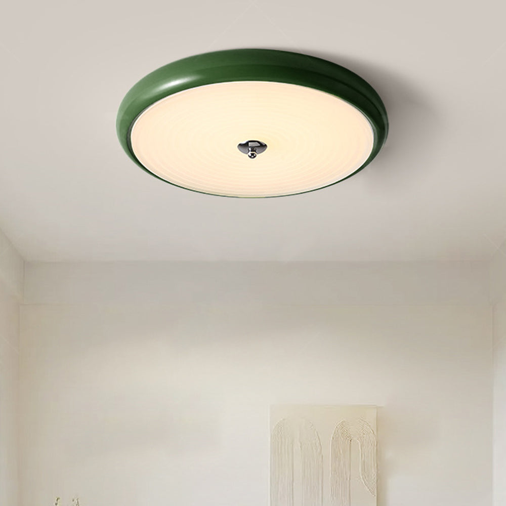 French Cream Ceiling Light - Disc-shaped Fixture for Bedroom