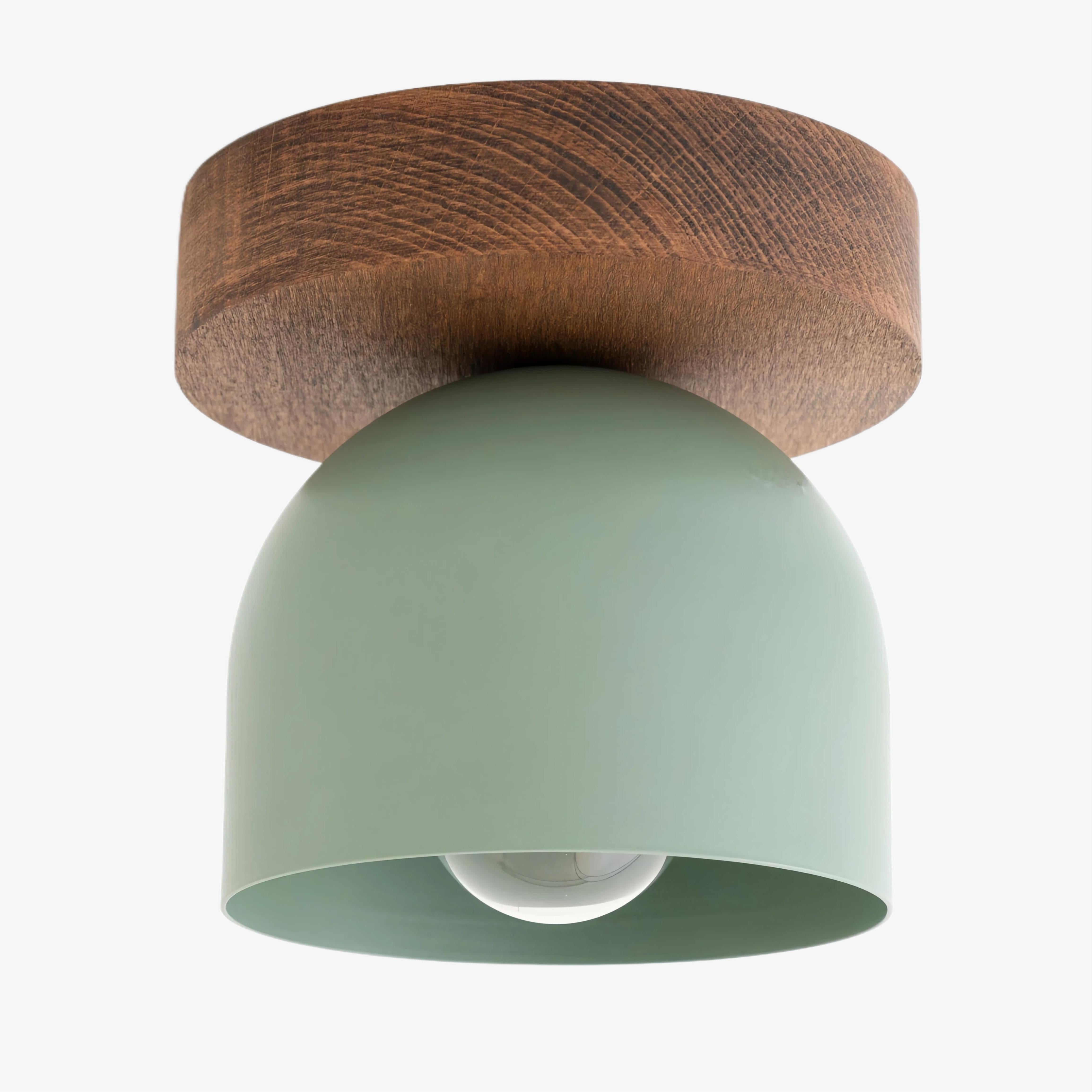 Metio Dome Moderne rustikale Deckenleuchte – Holz- und Metallfusion