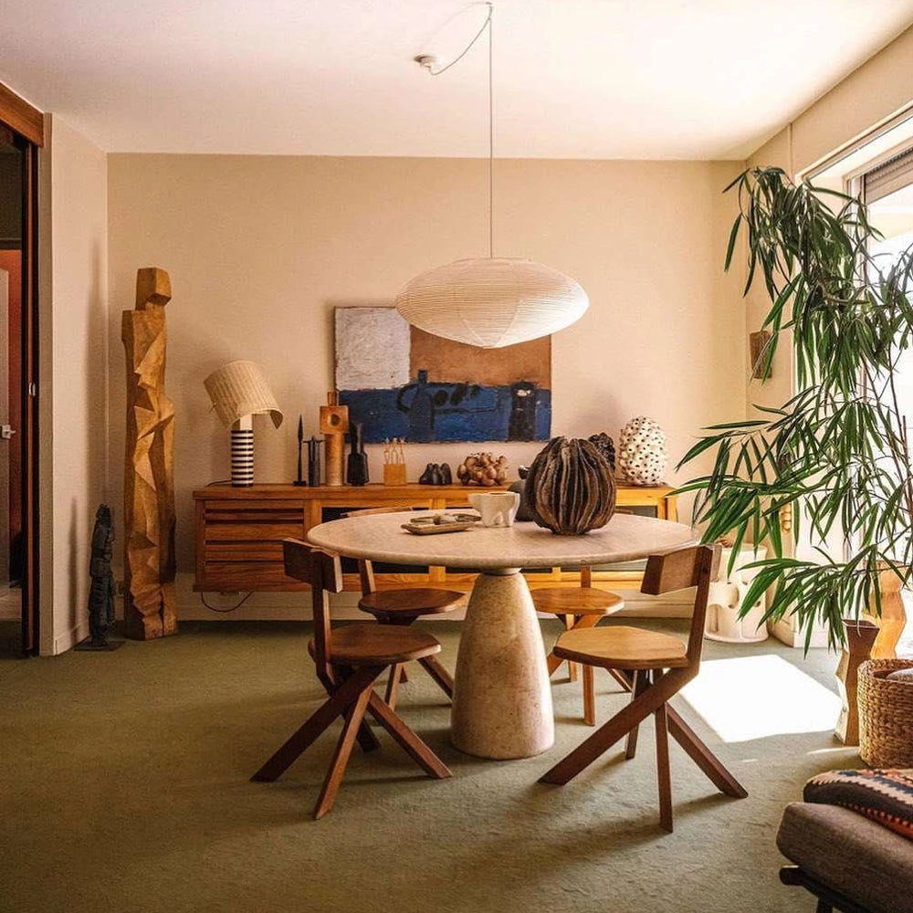 Washi Paper Pendant Lamp - Handcrafted Mulberry Light for Cozy Room