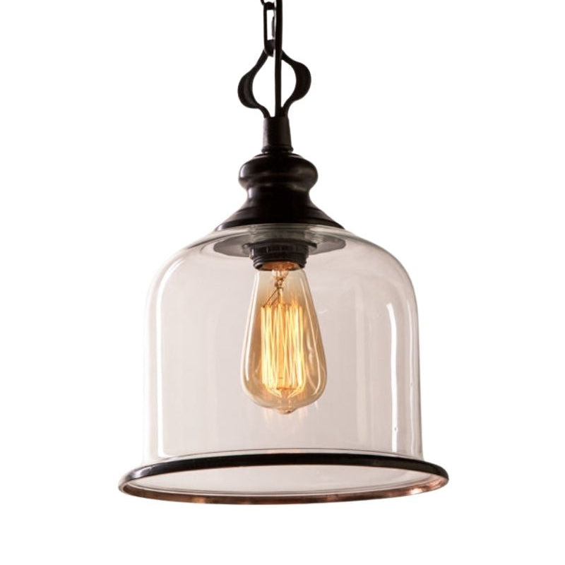 Retro Glass Bell Transparent Pendant Light