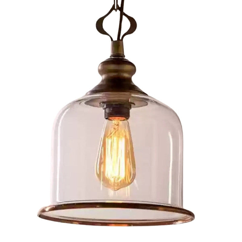 Retro Glass Bell Transparent Pendant Light