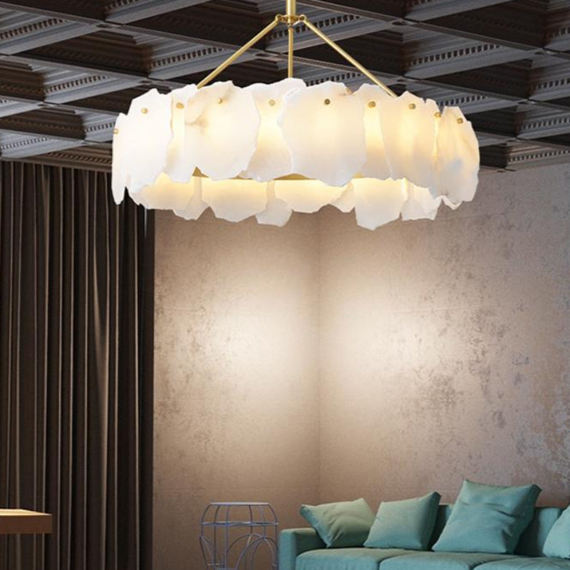Classic Ring Alabaster Brass Chandelier