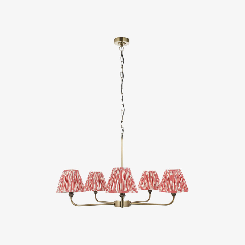Zevatik Classic Ikat Patterned Fabric Chandelier - Metal Bracket Chandelier