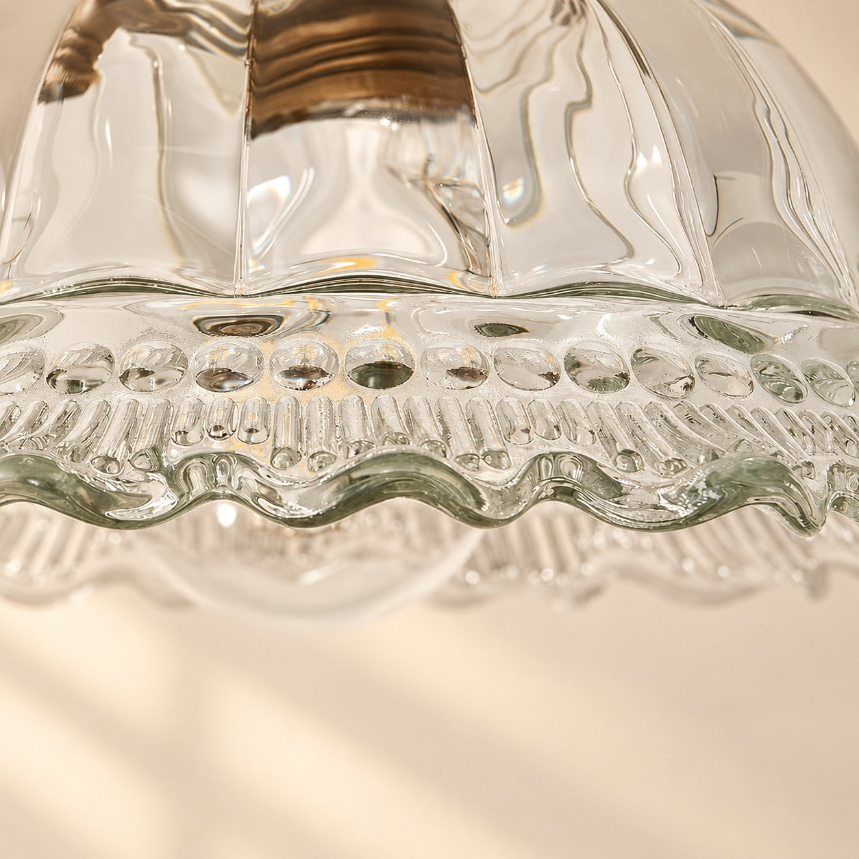 Vintage Fluted Glass Pendant Light for Kitchen & Dining