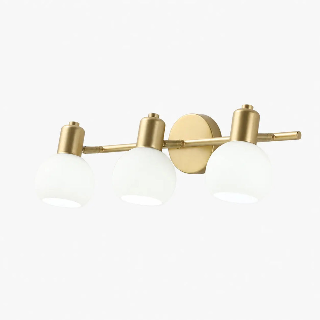 Gold iron three-light wall sconce with glass shades