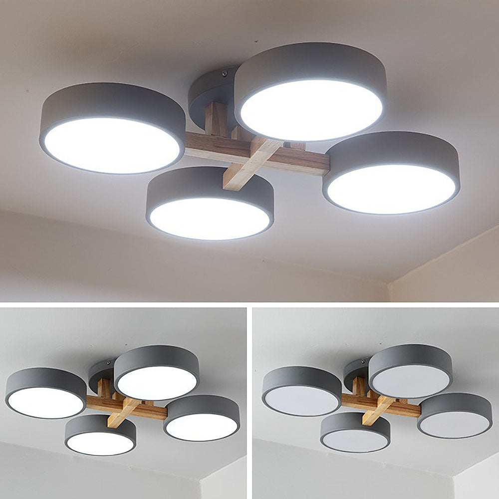 LED Ceiling Light – Modern Iron Wood Fixture for Bedroom Ambiance