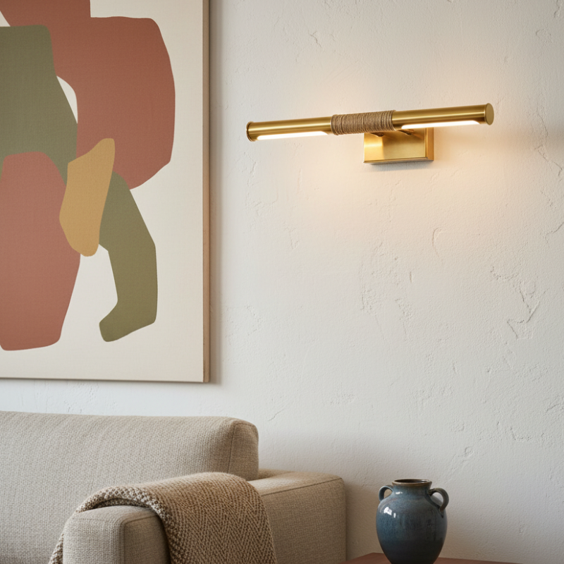 Aurix Picture Light – Slim Wrapped‑Center Bar Design Metal Finish Wall Lamp for Gallery & Hallway