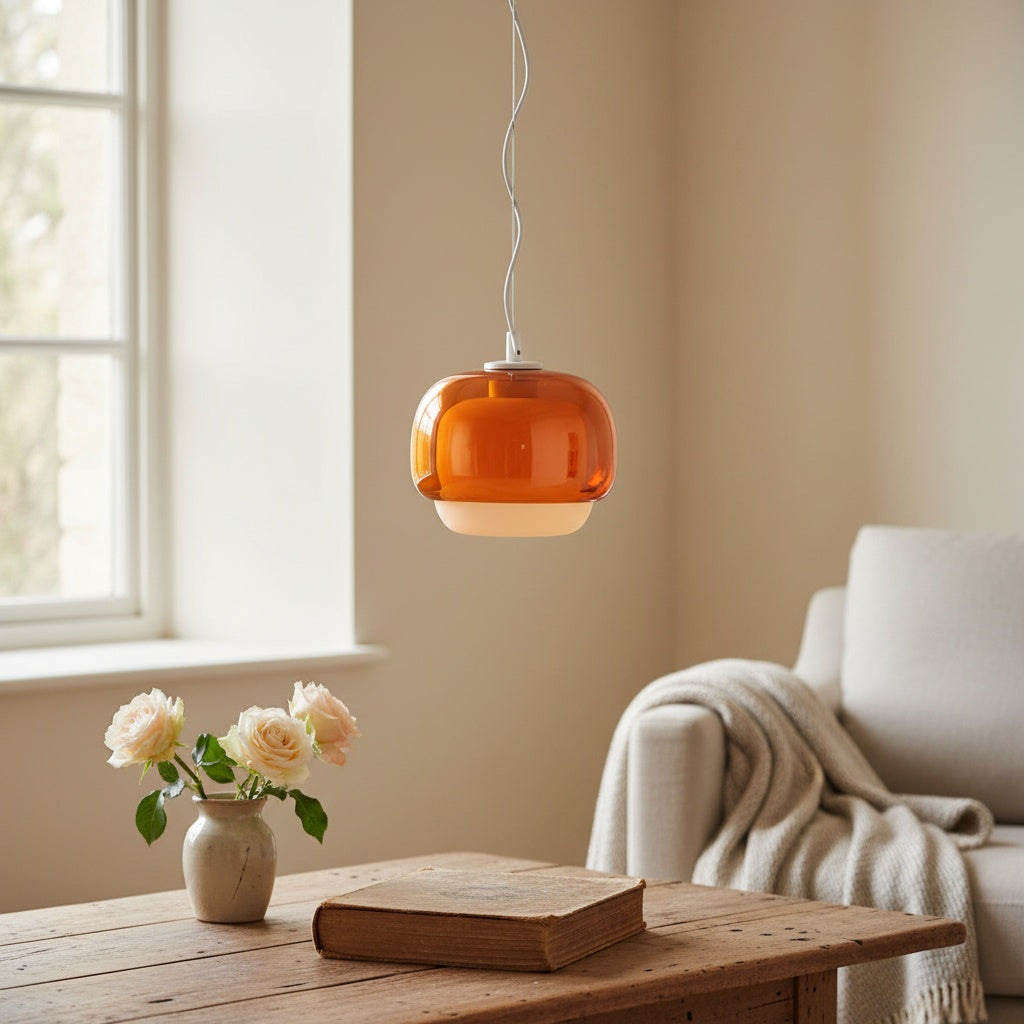Clinco Modern Mushroom Pendant Light - Colored Glass Hanging Light