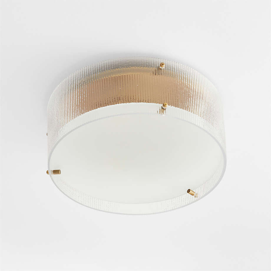 Glimmerove Fluted Glass Brass Round Ceiling Light – Rustic Chic Flush Mount for Living Rooms and Bathrooms