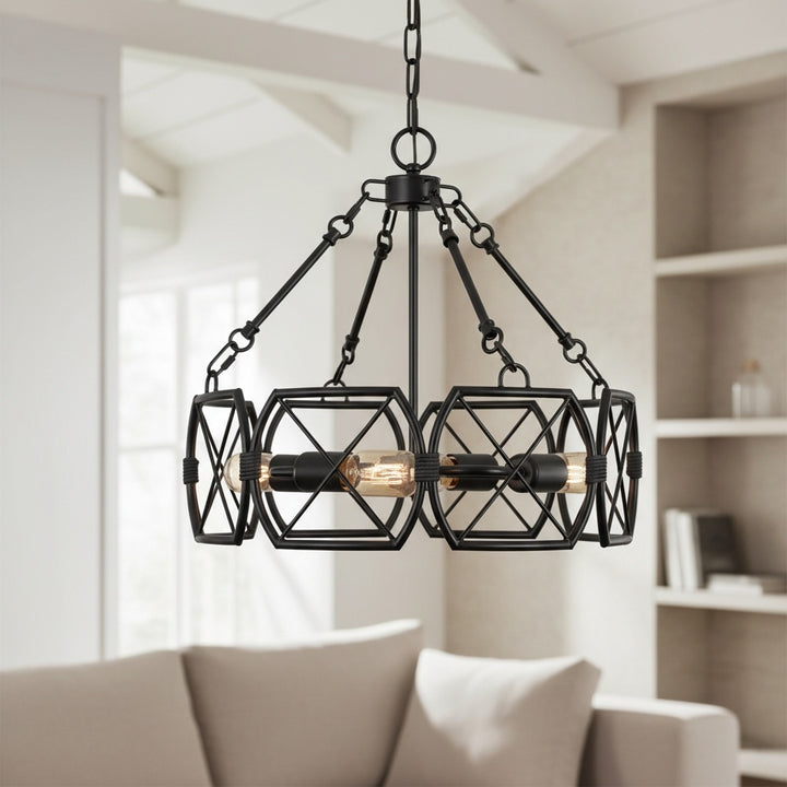 FerraLoft Geometric Cage Metal Pendant Light - Industrial Hanging Fixture for Kitchen Island