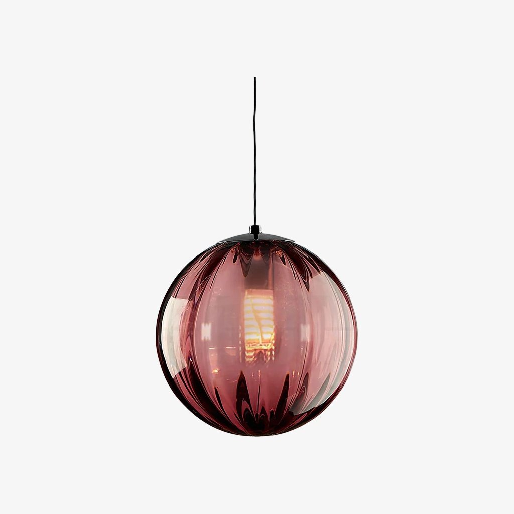 Lunorie Iron Metal Glass Globe Pendant Light – Sculpted Adjustable Pendant for Dining Spaces