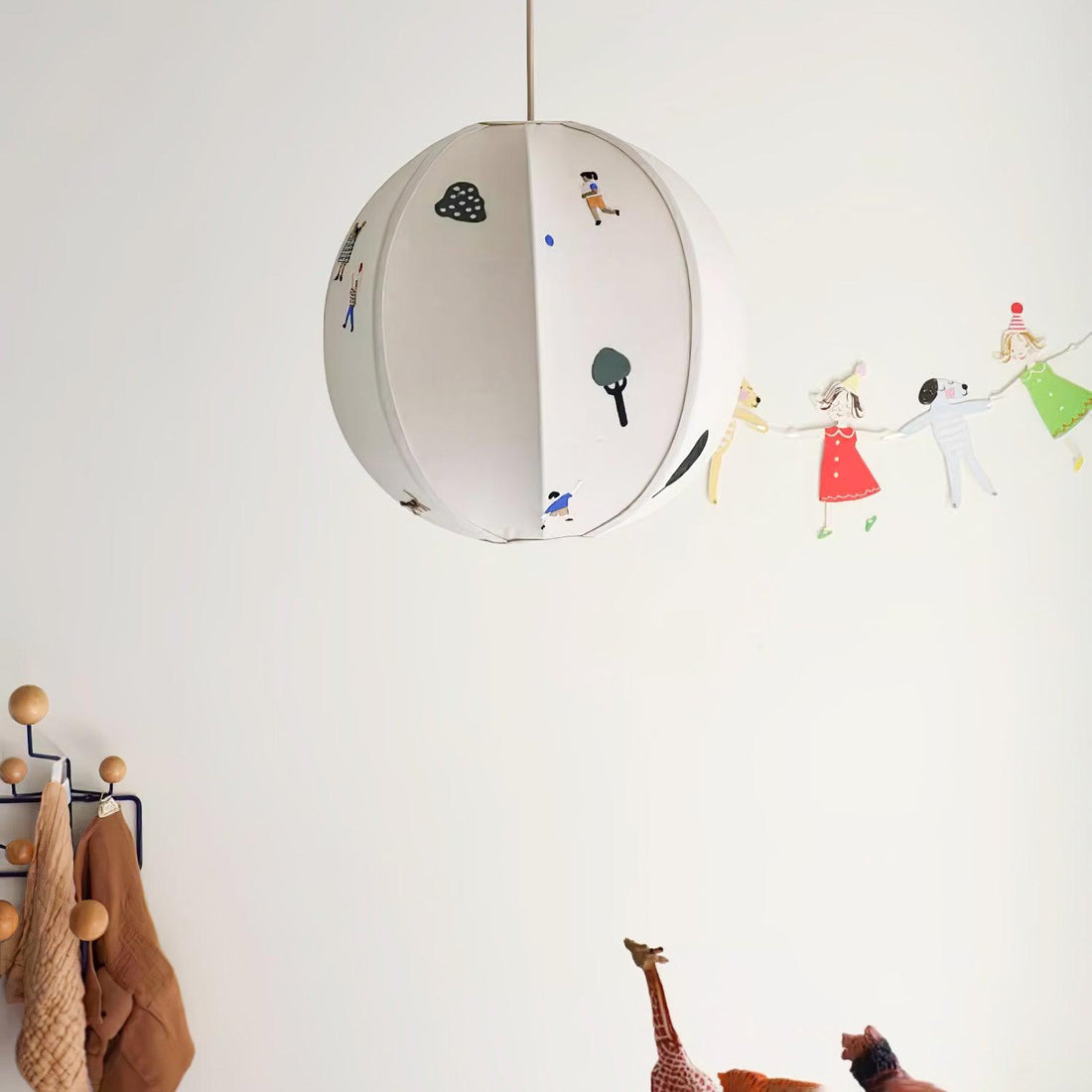 Bunte Baumwoll-Szenenpendelleuchte mit Stecker