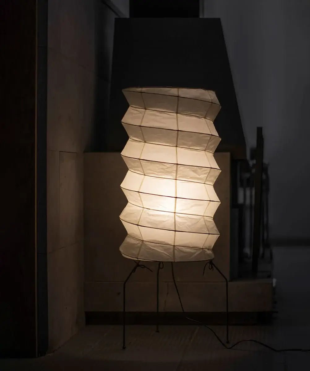 Japandi-Style Floor Lamp - Rice paper Pleated Lamp for Bedroom