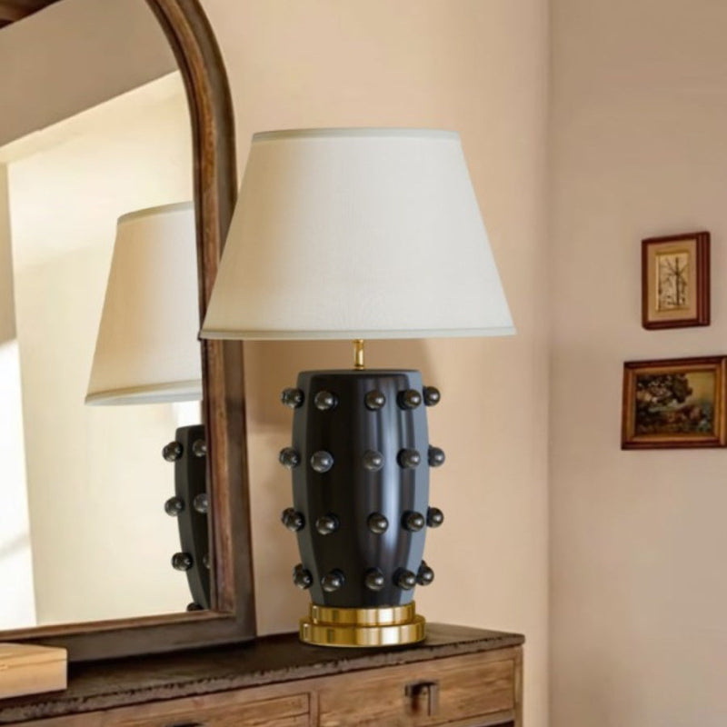 Linden Tischlampe - Keramik & Leinen Moderne Lampe für Schlafzimmer