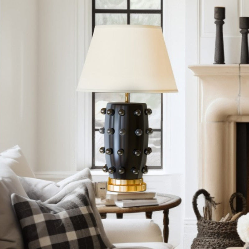 Linden Tischlampe - Keramik & Leinen Moderne Lampe für Schlafzimmer