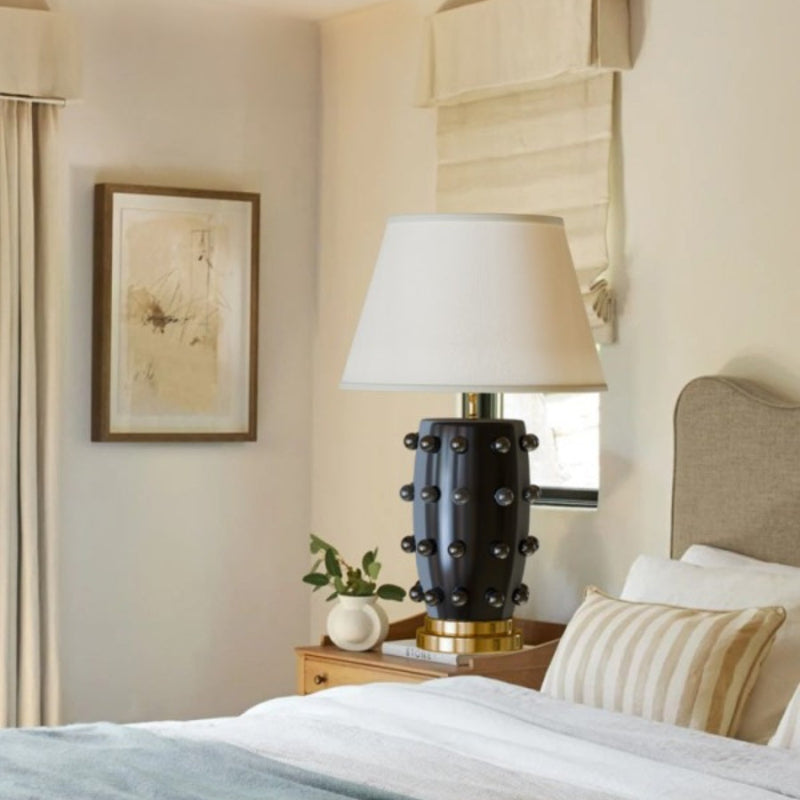 Linden Tischlampe - Keramik & Leinen Moderne Lampe für Schlafzimmer