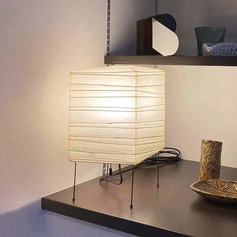 Minimalist Cube Table Lamp - Paper Lantern Inspired Lamp for Bedroom