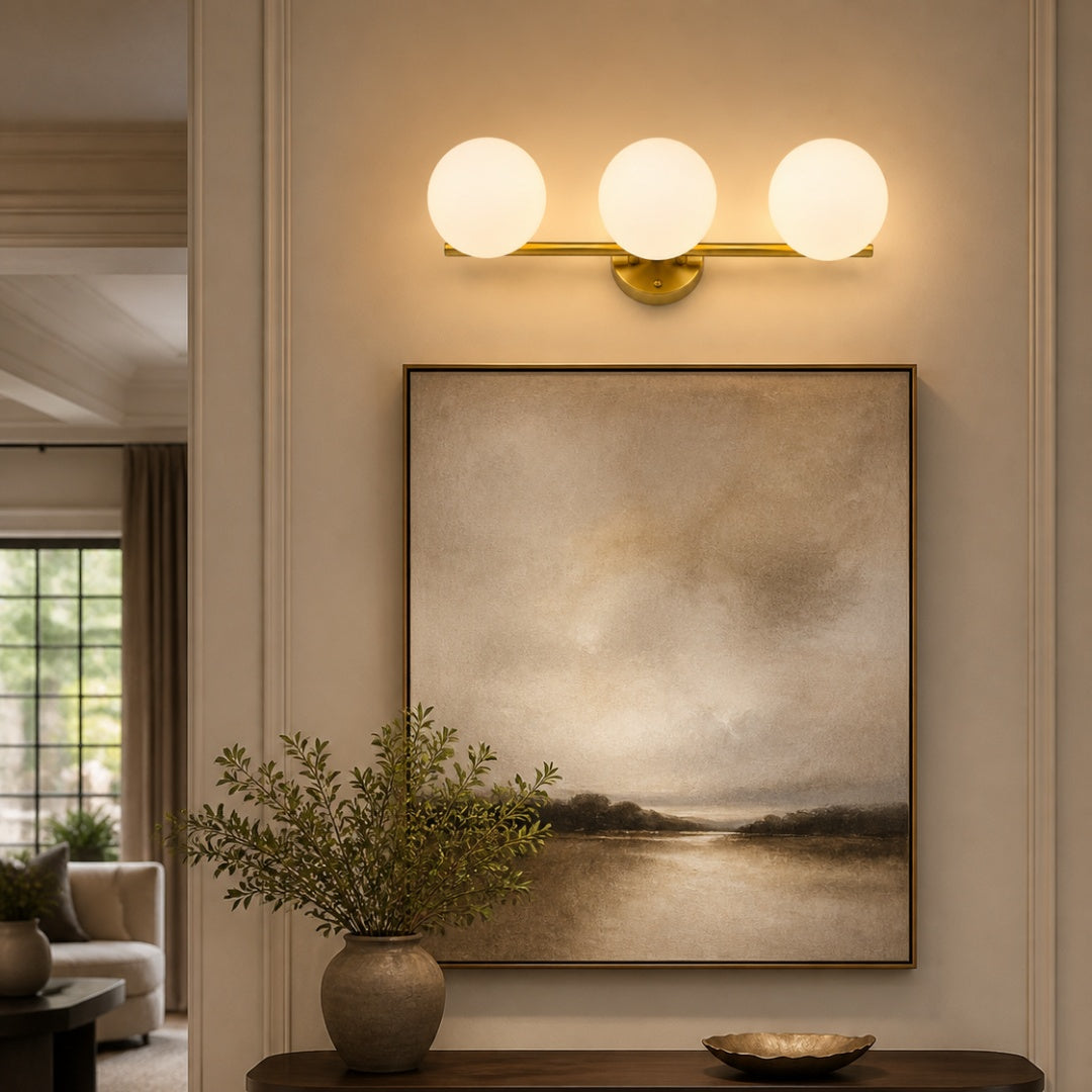 Gold Milk Glass Vanity Light
