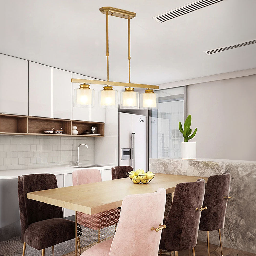 Kitchen Island Pendant Light - Modern Adjustable Height Glass Lighting