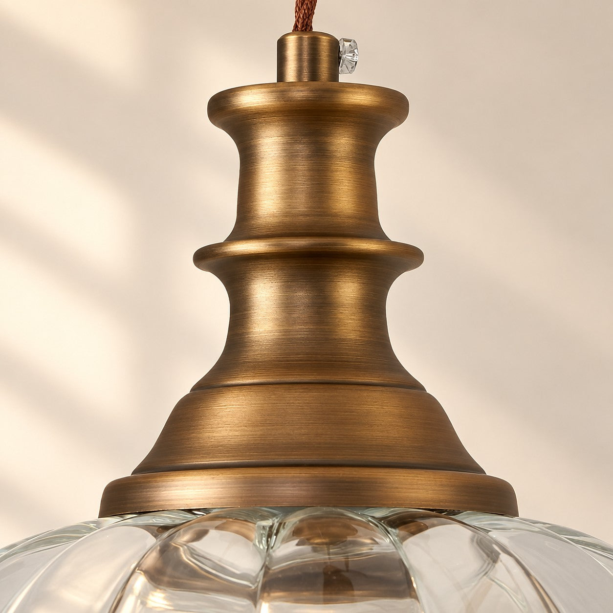 Vintage Fluted Glass Pendant Light for Kitchen & Dining