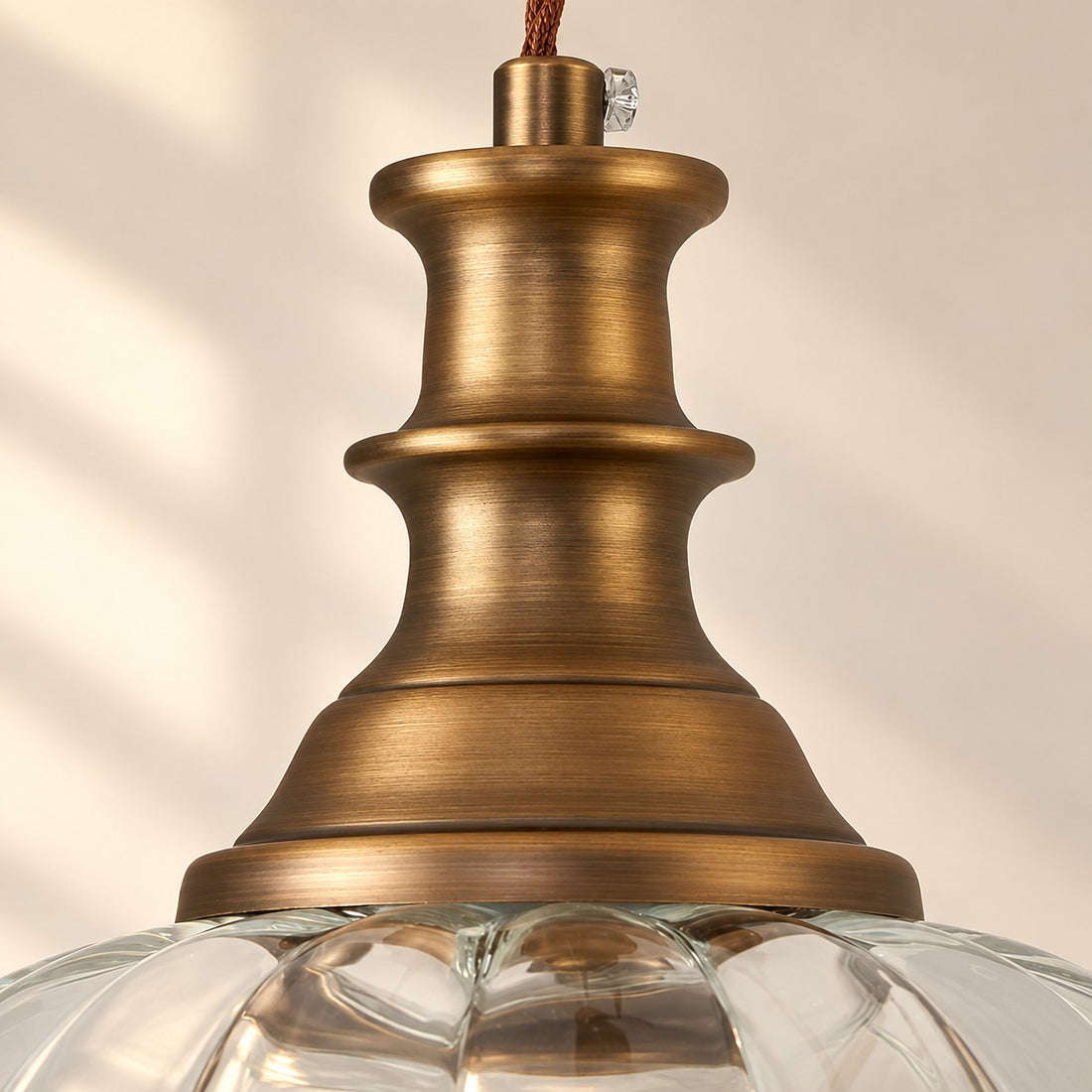 Vintage Fluted Glass Pendant Light for Kitchen & Dining