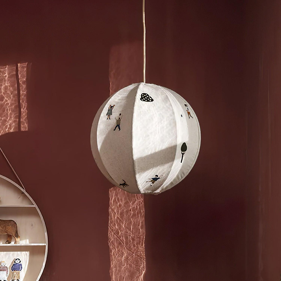 Bunte Baumwoll-Szenenpendelleuchte mit Stecker