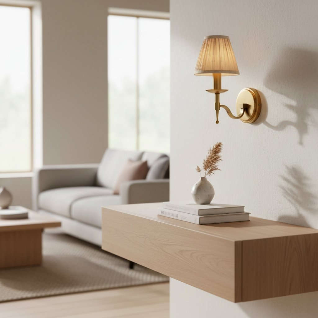 Tela Traditional Brass Wall Light - Classic Curved-Arm Sconce for Living Room & Hallway