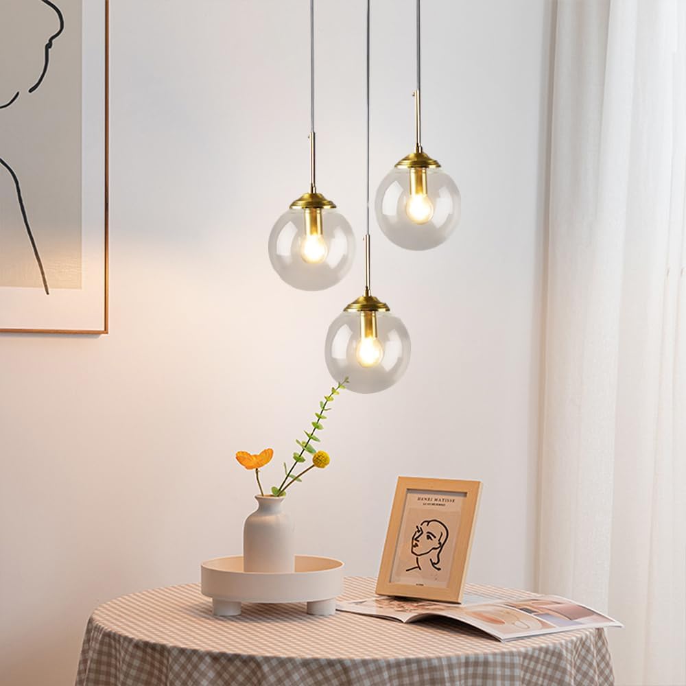 Glass Orb Pendant Light -  Industrial Ball Metal Lamp For Living Room