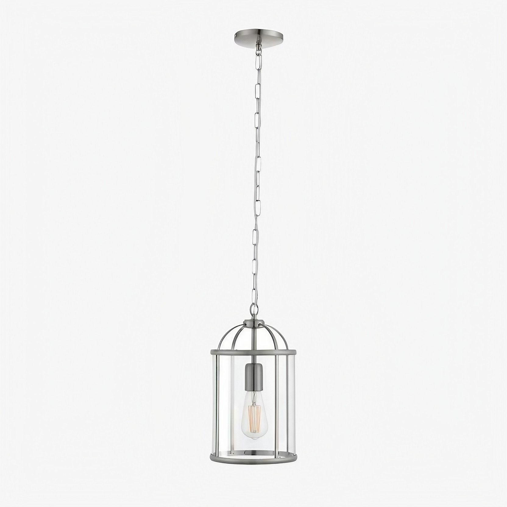 Luxvana Bell Shaped Glass Pendant Light - Industrial Metal Lantern Design Fixture for Kitchen