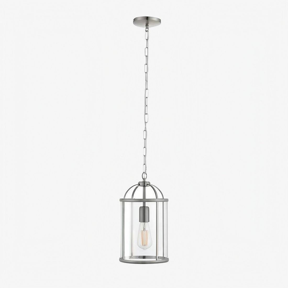 Luxvana Bell Shaped Glass Pendant Light - Industrial Metal Lantern Design Fixture for Kitchen