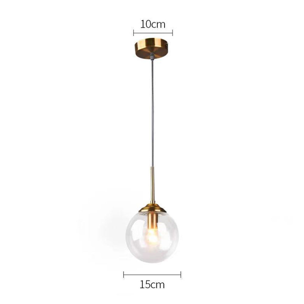 Nordic Glass Orb Pendant Light - Modern Ball Fixture for Dining Room