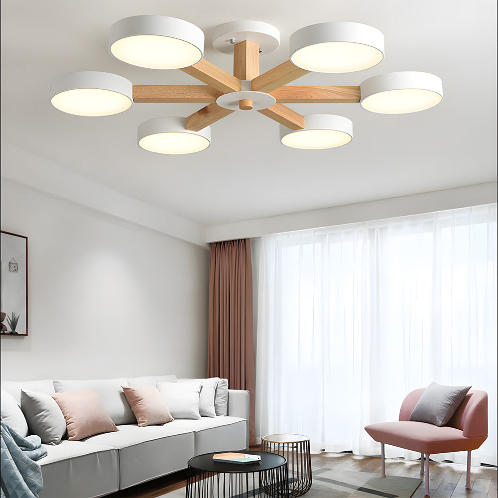 Branch Round Ceiling Lamp - Nordic Multi Fixture for Living Room