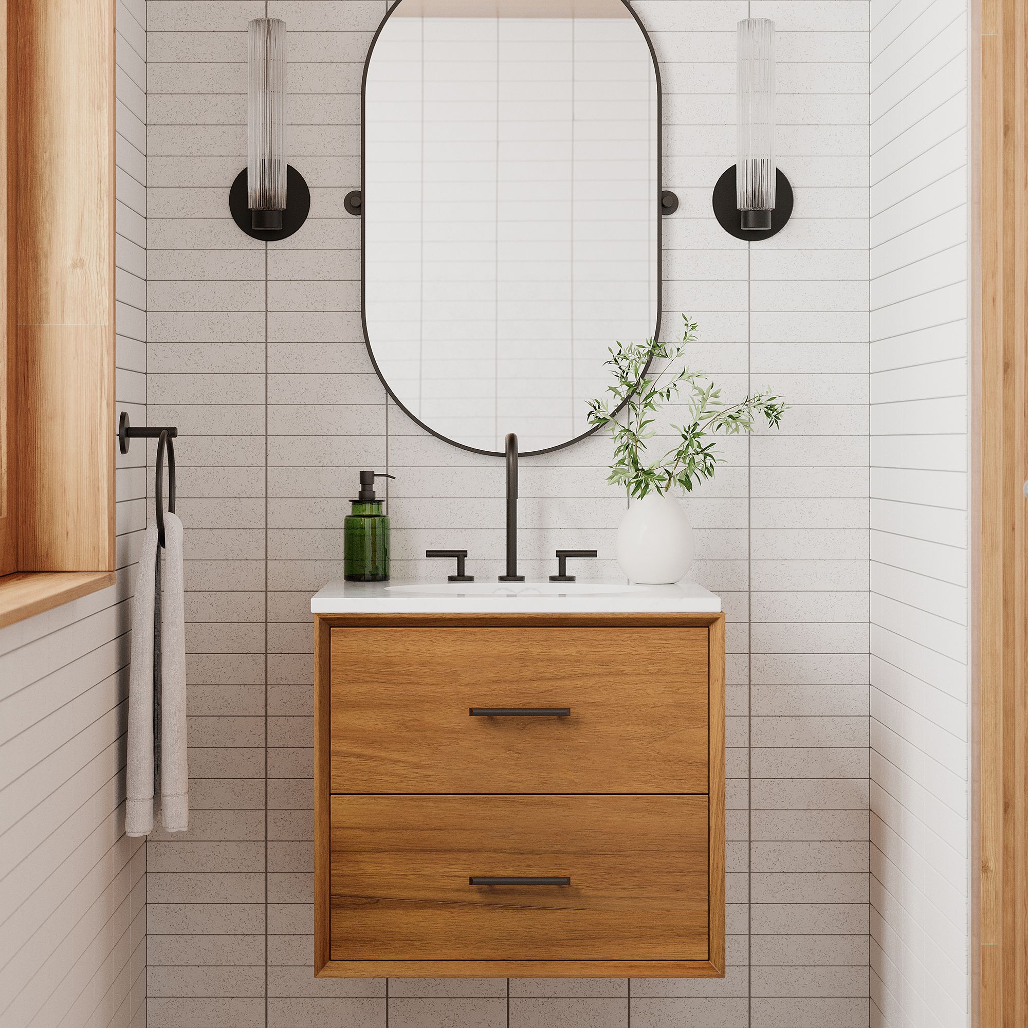 Rivora Fluted Glass Indoor Outdoor Sconce - Modern Wall Light for Home Decor