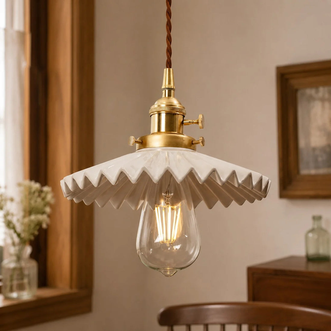 pleated ceramic pendant light 08