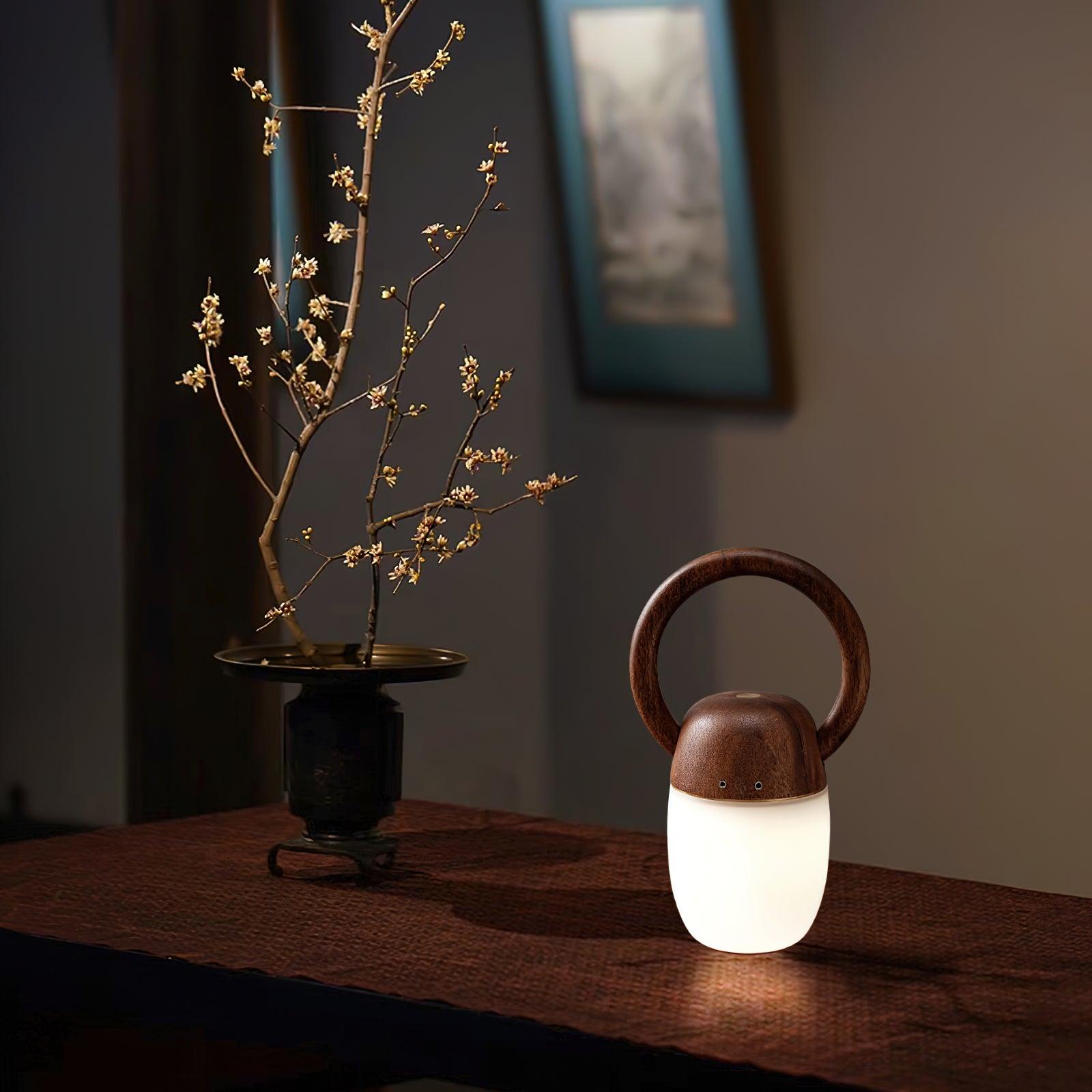 Zen Buddha Tischlampe – Wiederaufladbare LED-Lampe aus Holz für Zuhause und Büro